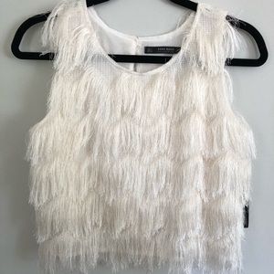 Zara sleeveless fringe top